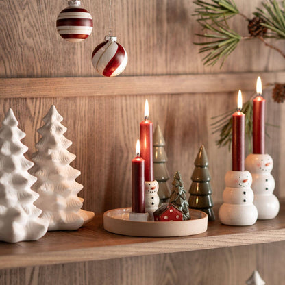 Portavelas Muñeco de Nieve, Árbol de Navidad, Casa de loza, Multicolor (A/L/P) 17x9x17cm