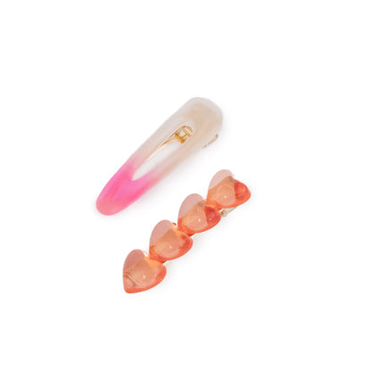 Pack 2 clips rosas Helio Ferretti con corazones pinzas de pelo originales