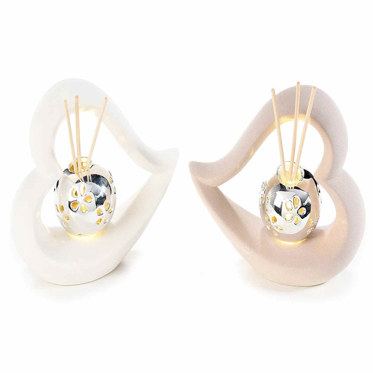 Corazón de Porcelana con Luz LED y Difusor de Perfume