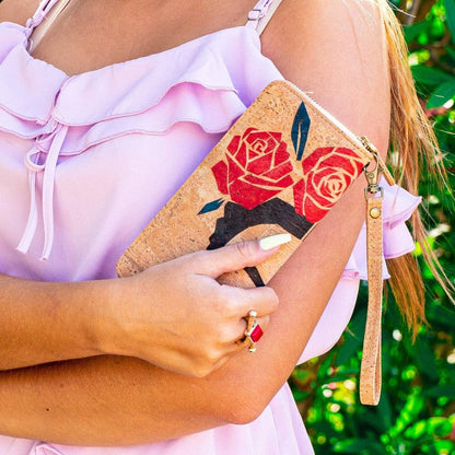 Cartera abstracta Frida Art de corcho con cremallera, BAG-2076