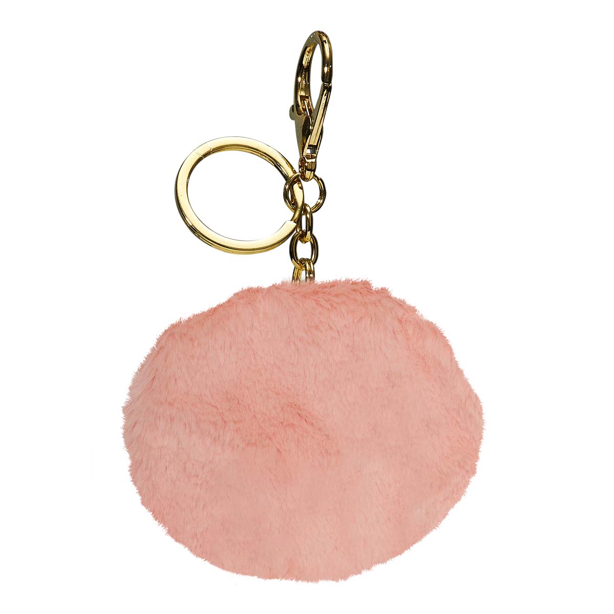 Llavero de Peluche Rosa en Forma Redonda con Clip Dorado - Accesorio Suave y Elegante