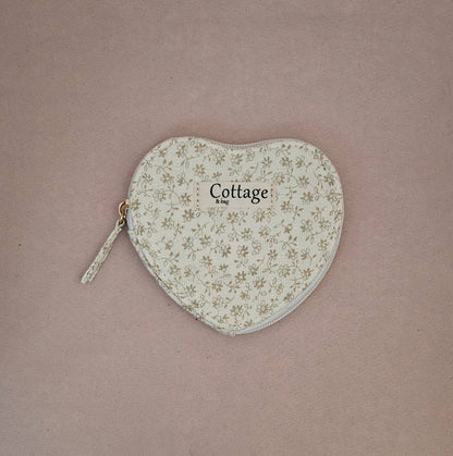 Monedero de algodón con corazón plano acolchado