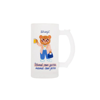 Jarra de cerveza de vidrio 430 ml “Mamá con garra, mamá con jarra”