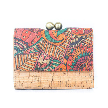 Tarjetero y cartera de mujer con estampado de corcho natural y antiqu