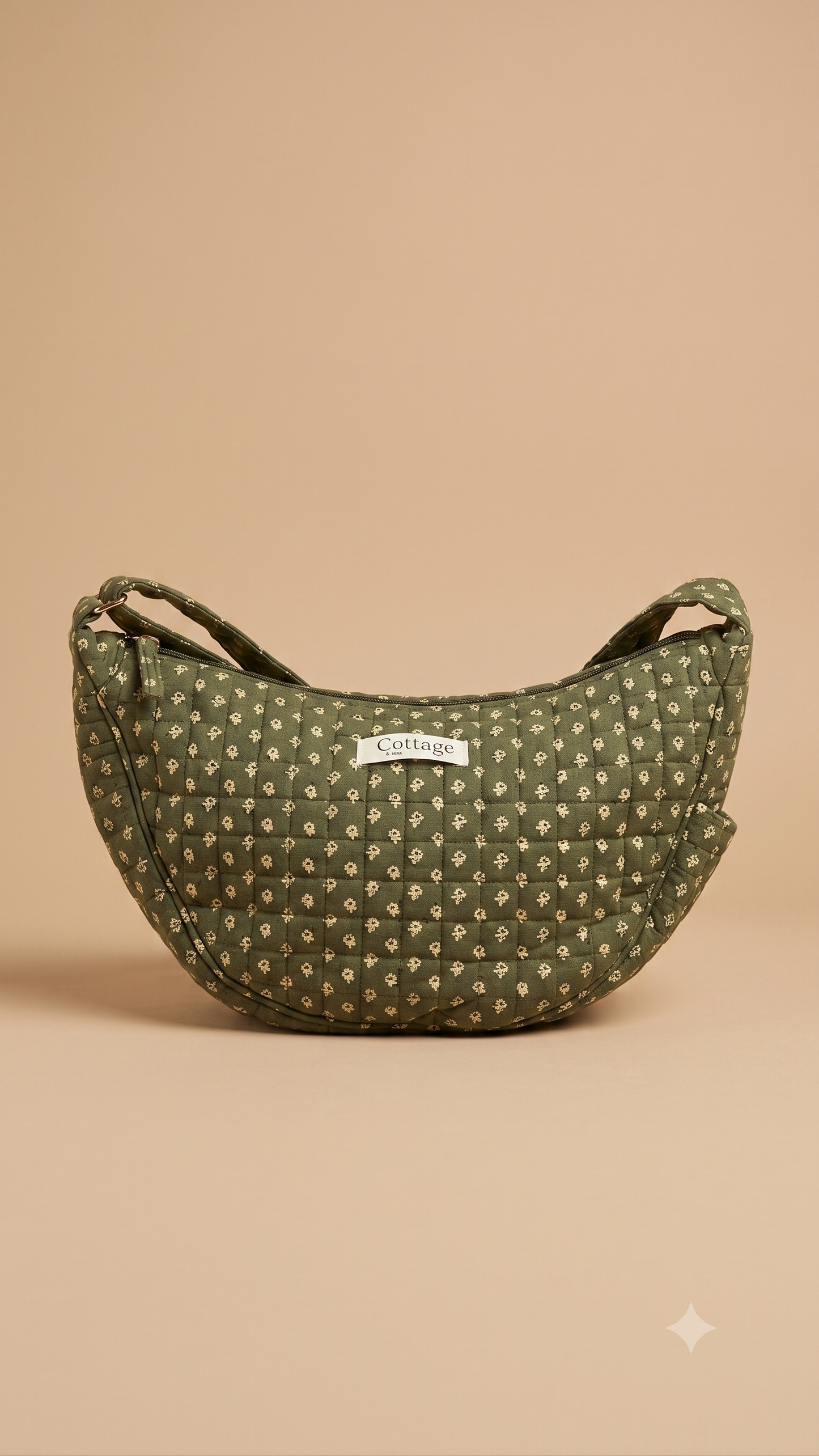 Bolso luna de algodón para llevar cruzado acolchado