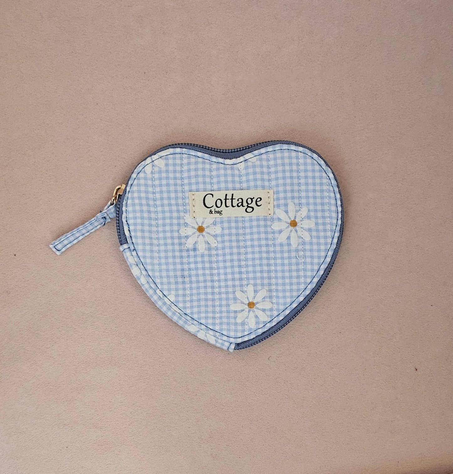 Monedero de algodón con corazón plano acolchado