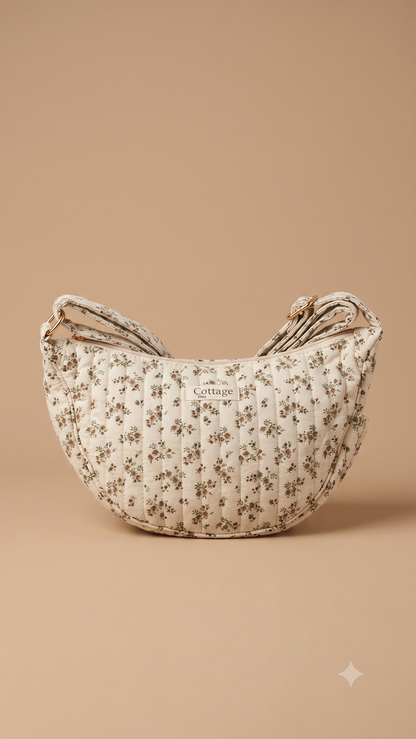 Bolso luna de algodón para llevar cruzado acolchado
