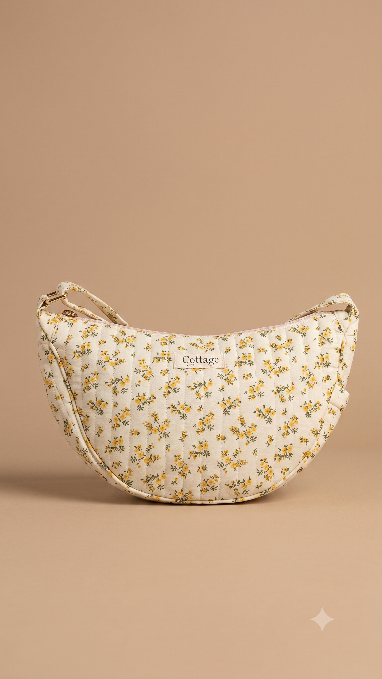 Bolso luna de algodón para llevar cruzado acolchado