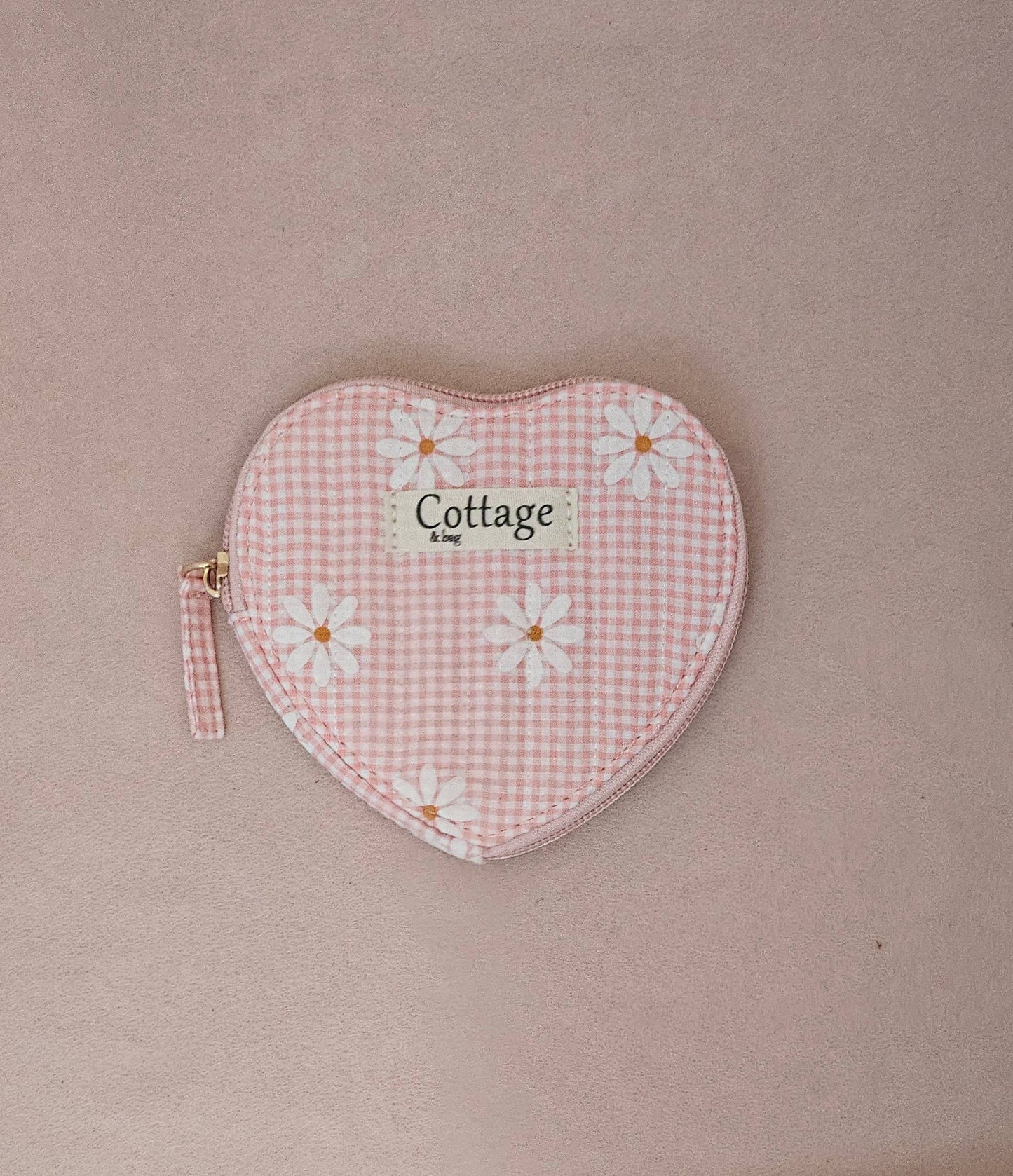 Monedero de algodón con corazón plano acolchado