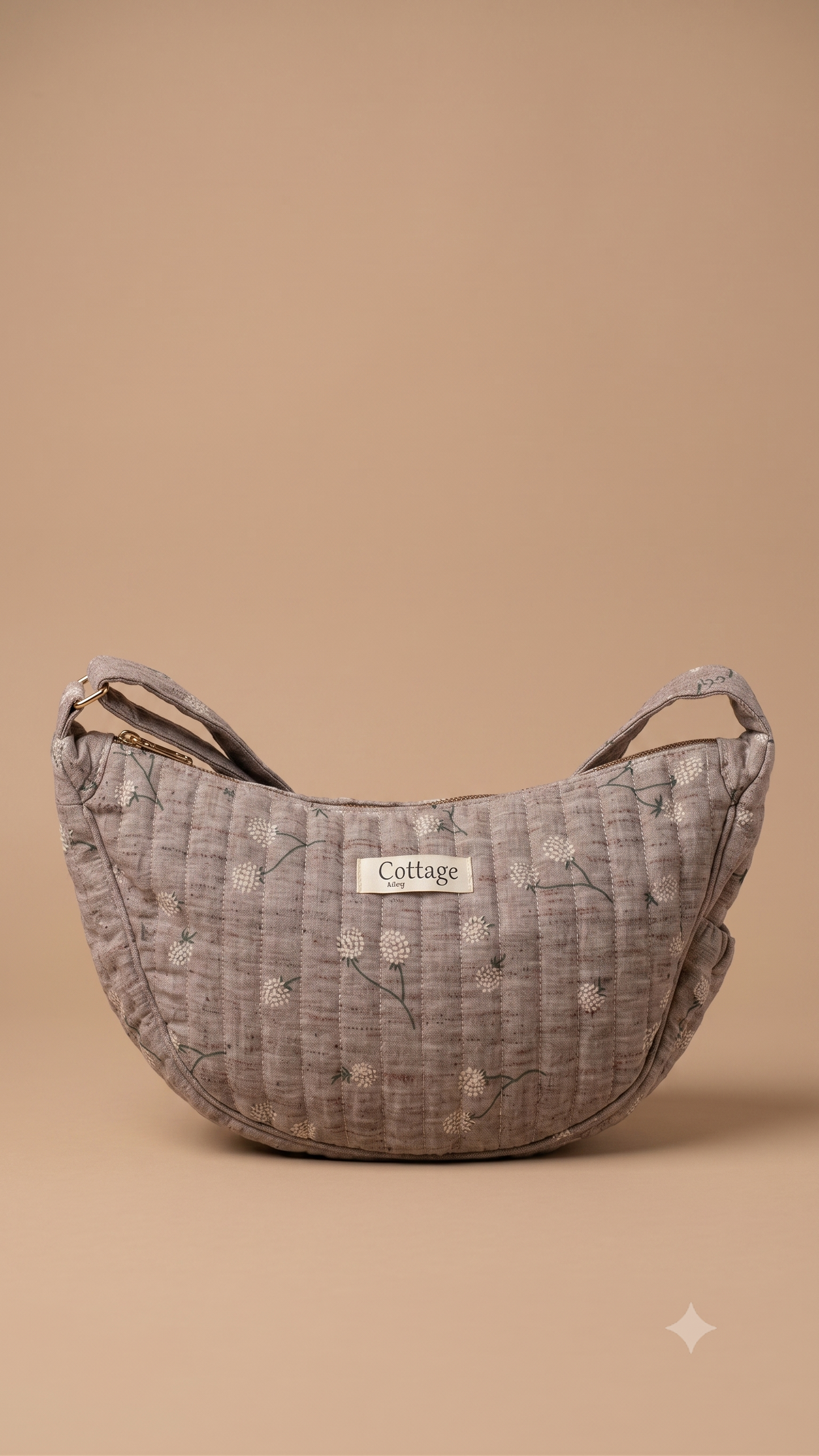 Bolso luna de algodón para llevar cruzado acolchado