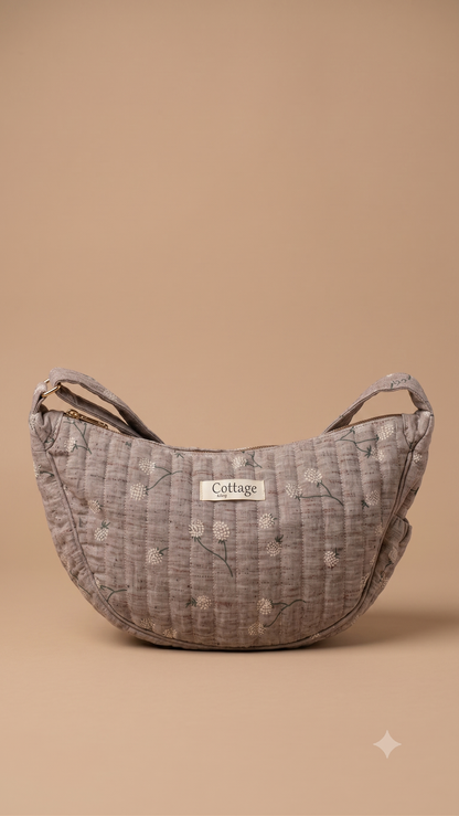 Bolso luna de algodón para llevar cruzado acolchado