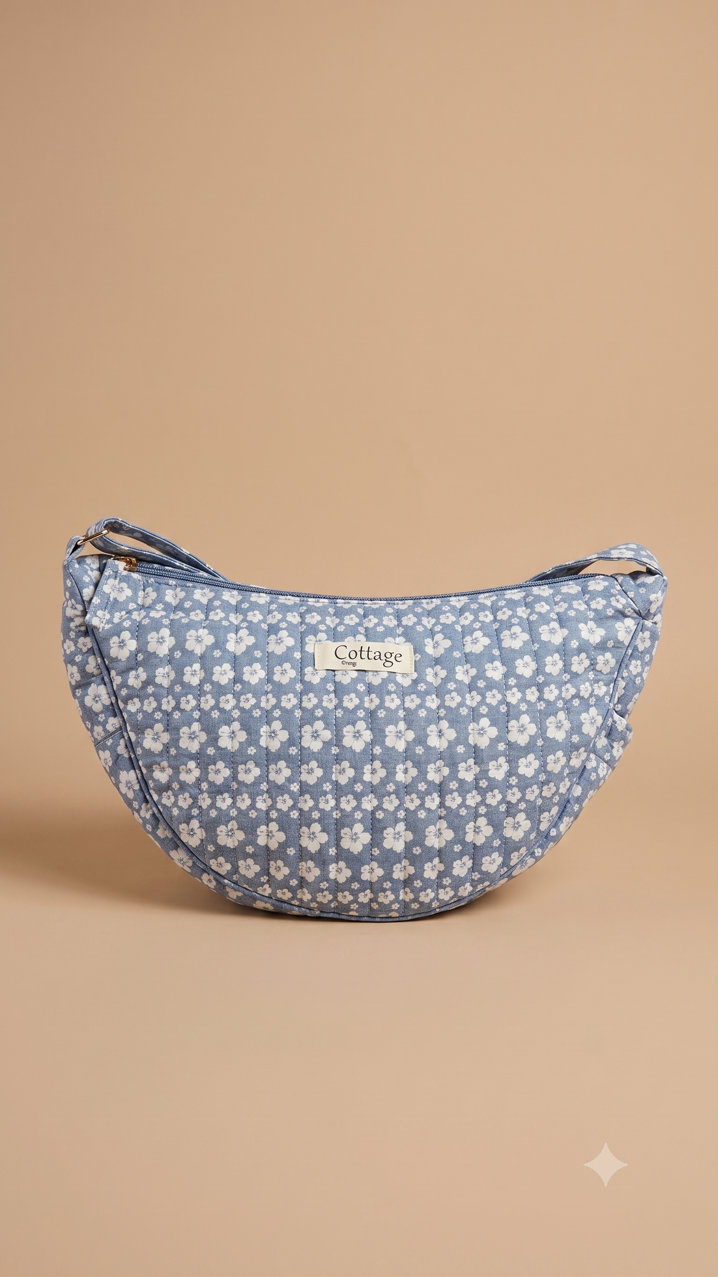 Bolso luna de algodón para llevar cruzado acolchado