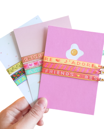 Set 3 Pulseras Cinta de texto Tarjeta Eres excelente