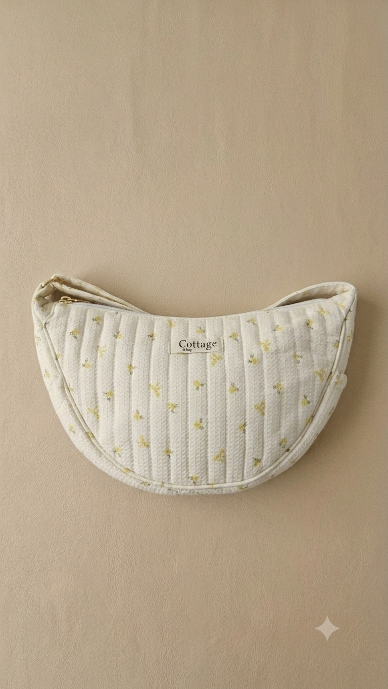 Bolso luna de algodón para llevar cruzado acolchado