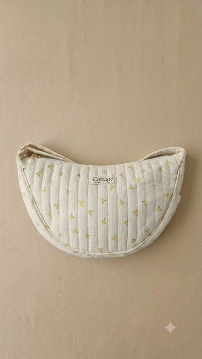 Bolso luna de algodón para llevar cruzado acolchado