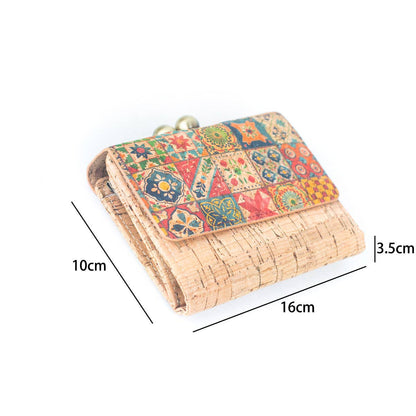 Tarjetero y cartera de mujer con estampado de corcho natural y antiqu