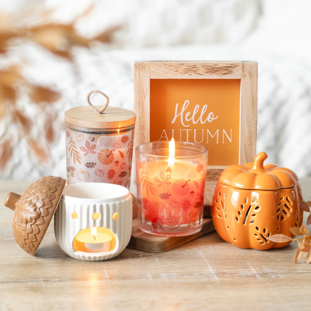 Vela Aromática de Otoño "Warm Vanilla" - Decoración Estacional con Tapa de Madera, Perfume de Vainilla