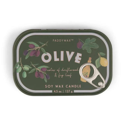 Vela aromática lata Oliva Paddywax 128 g soja doble mecha