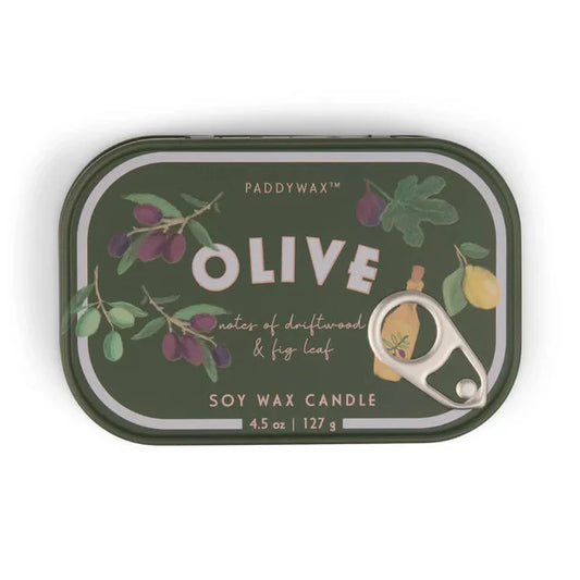 Vela aromática lata Oliva Paddywax 128 g soja doble mecha