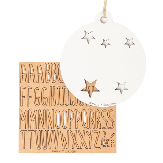 Kit Navidad – Bola Personalizable 9 cm con Letras de Madera