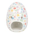 Quemador de aceite y calentador de cera con forma de huevo y estampado floral primaveral