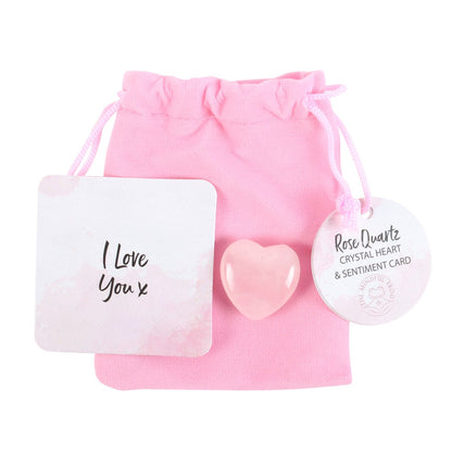 Corazón de cuarzo rosa natural con bolsa regalo I Love You cristal amor amistad energía positiva