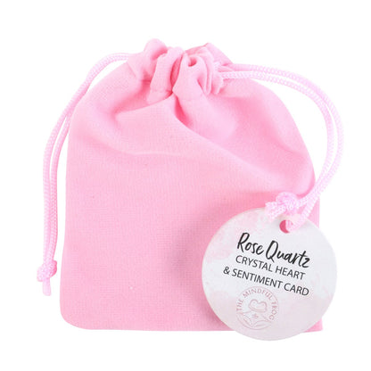 Corazón de cuarzo rosa natural con bolsa regalo I Love You cristal amor amistad energía positiva
