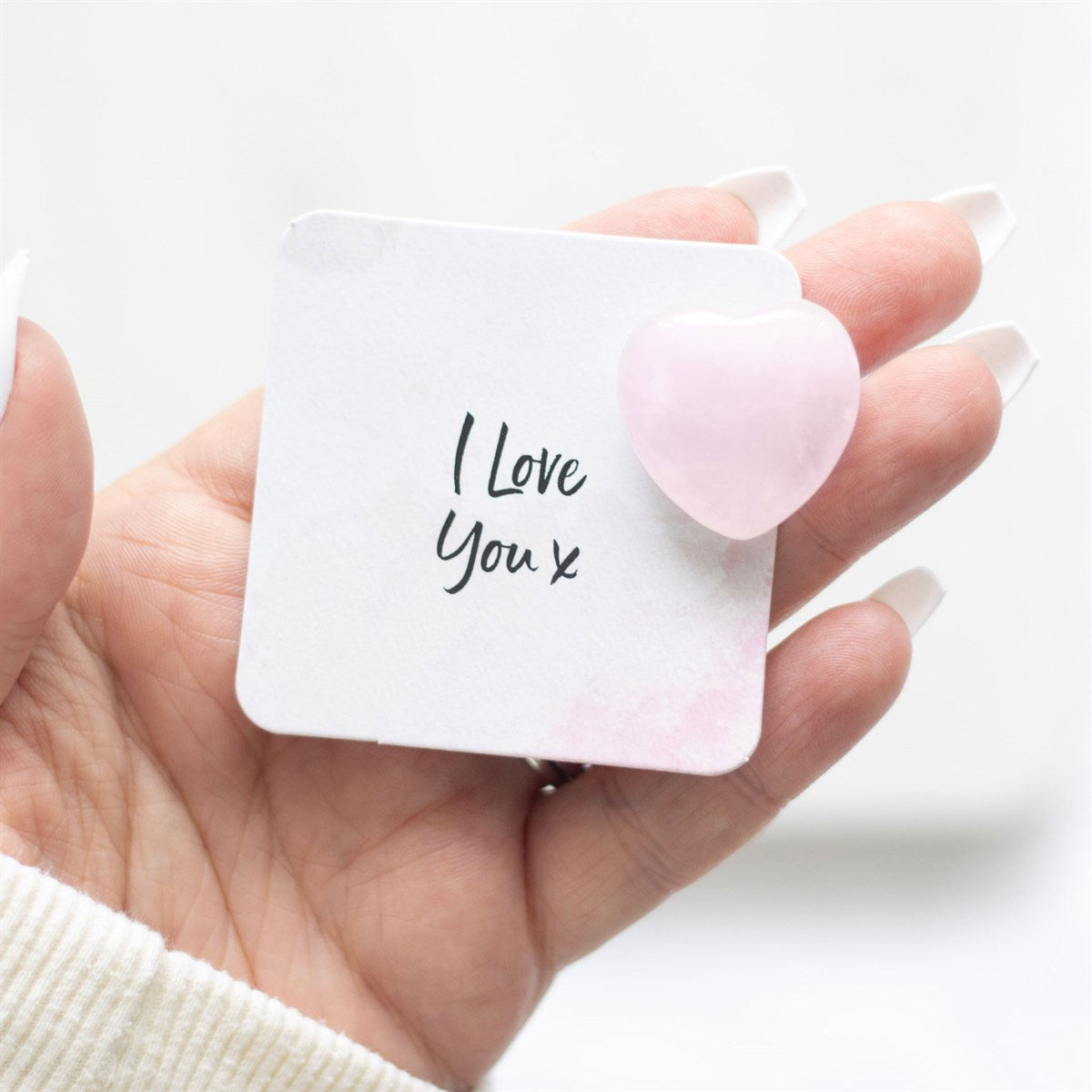 Corazón de cuarzo rosa natural con bolsa regalo I Love You cristal amor amistad energía positiva