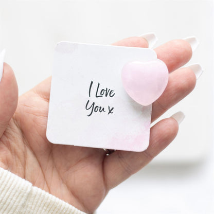 Corazón de cuarzo rosa natural con bolsa regalo I Love You cristal amor amistad energía positiva