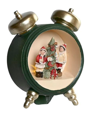 Figura Decorativa Navideña con Luz LED – Diseño Vintage en Resina 13 cm