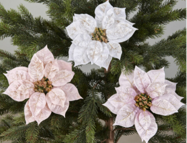 Flor de Pascua 18cm con Pinza para Árbol de Navidad – Elegancia Brillante