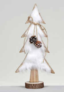 Árbol Decorativo Navideño de Madera con Detalles Artesanales – 35,5 cm
