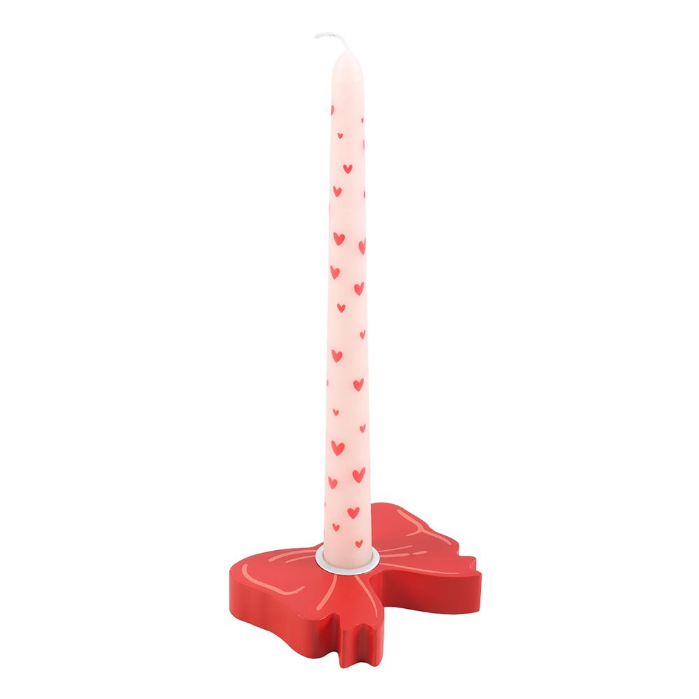 Candelabro cónico decorativo con lazo rojo