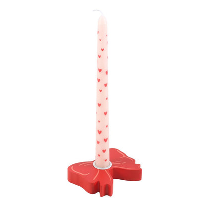 Candelabro cónico decorativo con lazo rojo