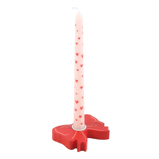 Candelabro cónico decorativo con lazo rojo