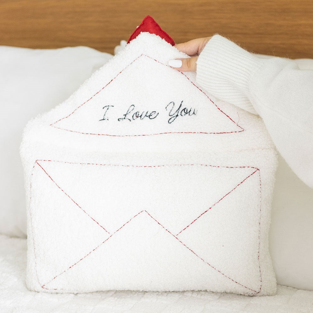Cojín decorativo carta de amor I Love You estilo boucle suave regalo romántico San Valentín