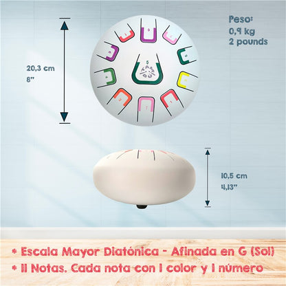 Tambor Tambú 8" 11 notas - Blanco mate