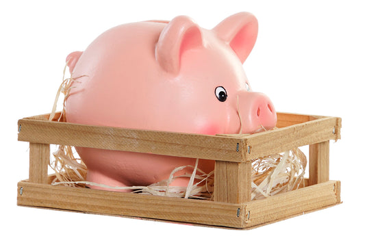 Hucha de Cerdito Rosa de Gres con Caja de Madera - 15 cm | Decoración y Ahorro Divertido