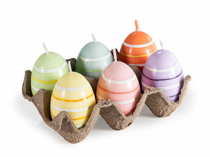 Set de Hueveras con Velas de Pascua en Forma de Huevo (Pack 6 Colores)