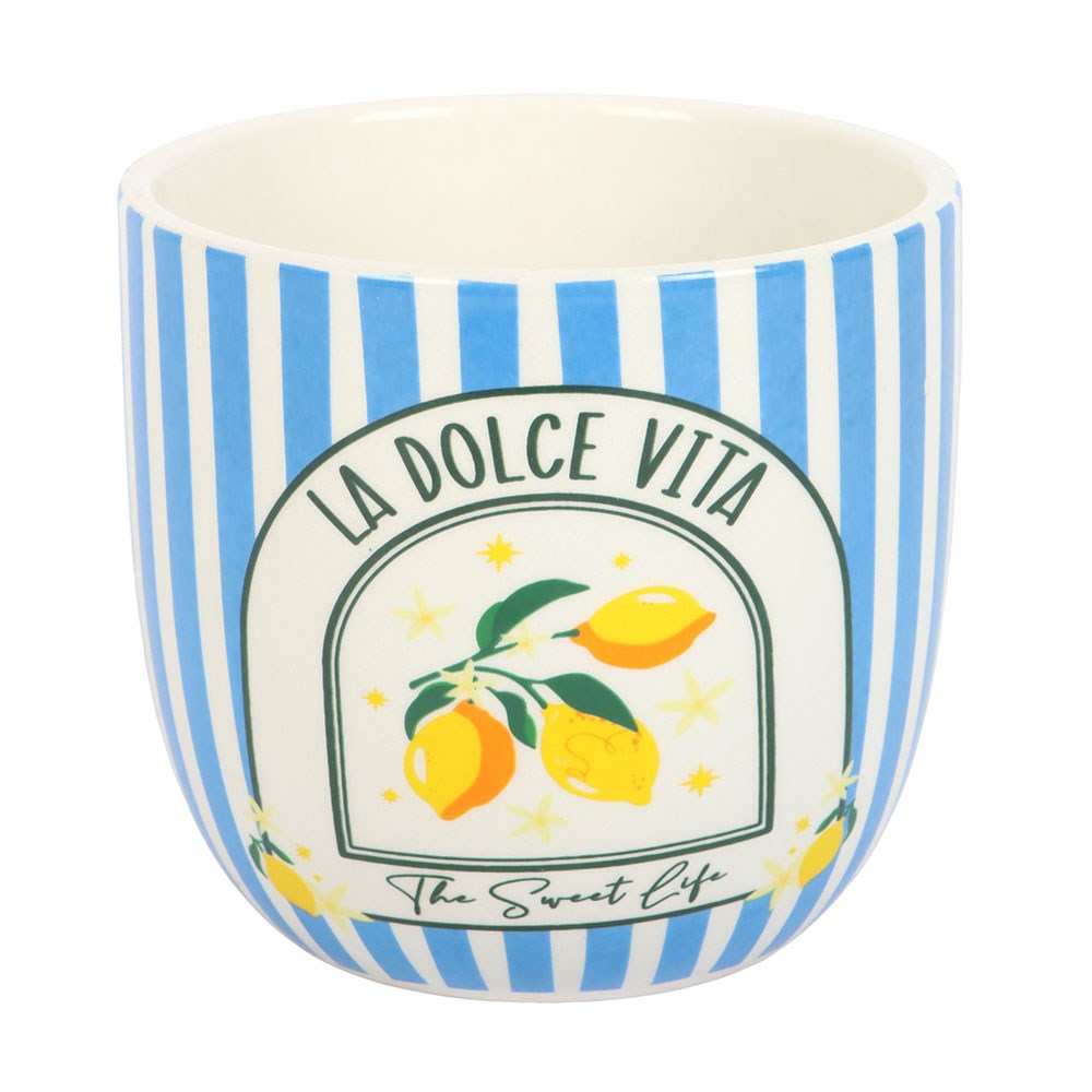 Maceta de Cerámica “La Dolce Vita” Rayas Azules