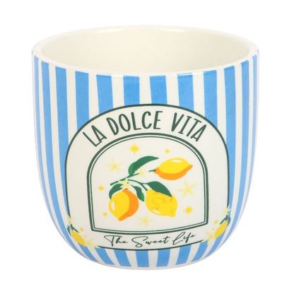 Maceta de Cerámica “La Dolce Vita” Rayas Azules