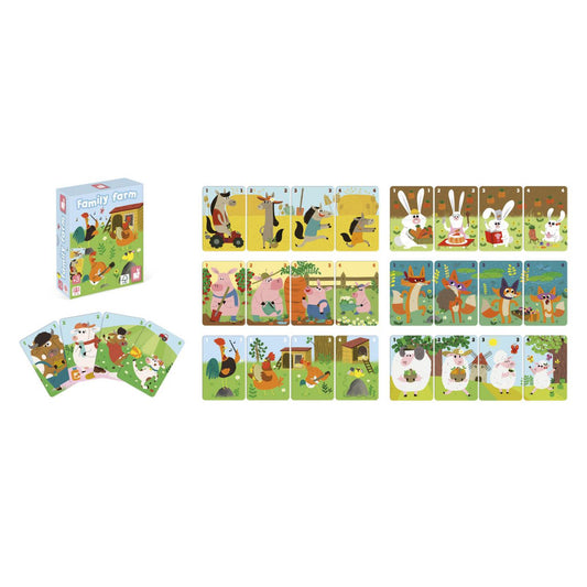 Juego de Cartas "Family Farm" - 7 Familias de Animales para Niños