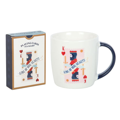 Set taza cerámica y baraja de cartas Rey de Nuestros Corazones regalo pareja original