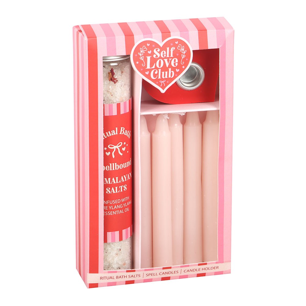 Kit de baño ritual Self Love Club sales del Himalaya velas y portavelas regalo spa relax