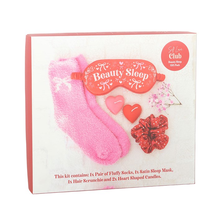 Set regalo Beauty Sleep Self Love Club antifaz calcetines y velas autocuidado romántico