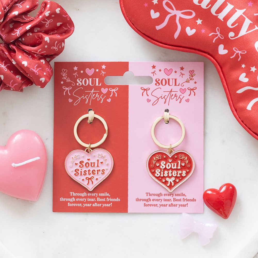 Par de llaveros corazón Soul Sisters regalo amigas hermanas detalle romántico esmalte