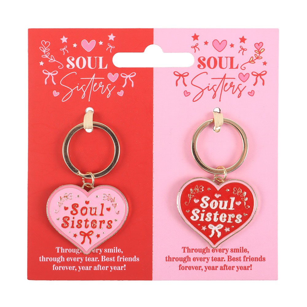 Par de llaveros corazón Soul Sisters regalo amigas hermanas detalle romántico esmalte