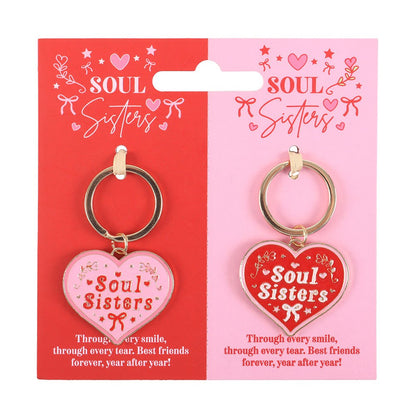 Par de llaveros corazón Soul Sisters regalo amigas hermanas detalle romántico esmalte