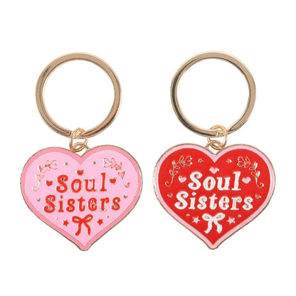 Par de llaveros corazón Soul Sisters regalo amigas hermanas detalle romántico esmalte