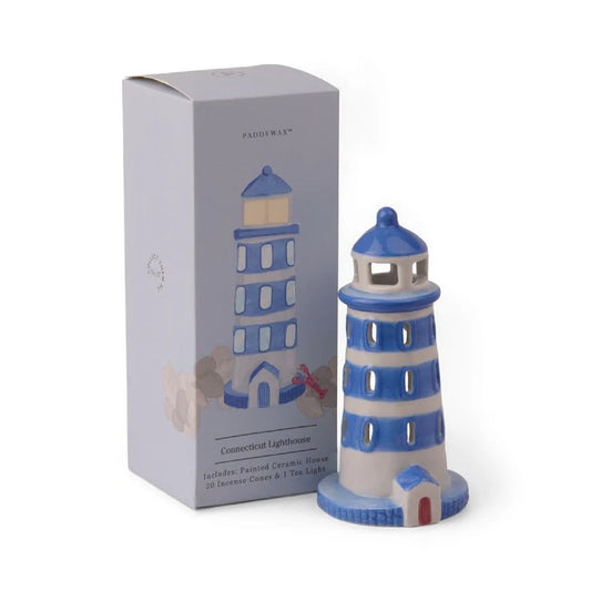 Portavelas incienso Lighthouse Paddywax cerámica con conos y vela de té